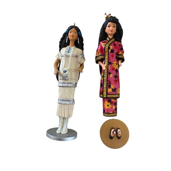 Set of 2 Barbie 96 97 Native Chinese Barbie Holiday Ornament Mini Collectible Do - Picture 2 of 9